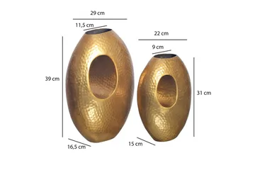 Vas Wohnling Set om 2 Aluminium Hamrad look, modern loftstil Guld - Guld - Inredning - Dekoration & inredningsdetaljer - Vas - Blomvas