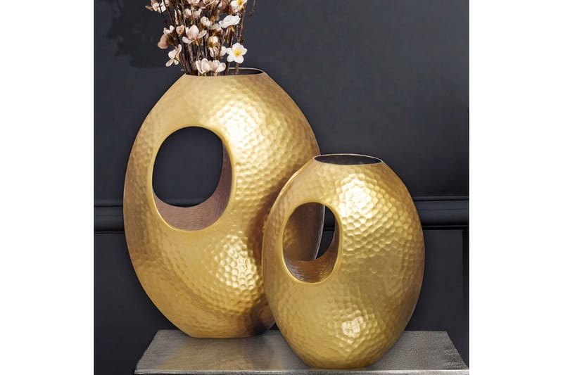 Vas Wohnling Set om 2 Aluminium Hamrad look, modern loftstil Guld - Guld - Inredning - Dekoration & inredningsdetaljer - Vas - Blomvas