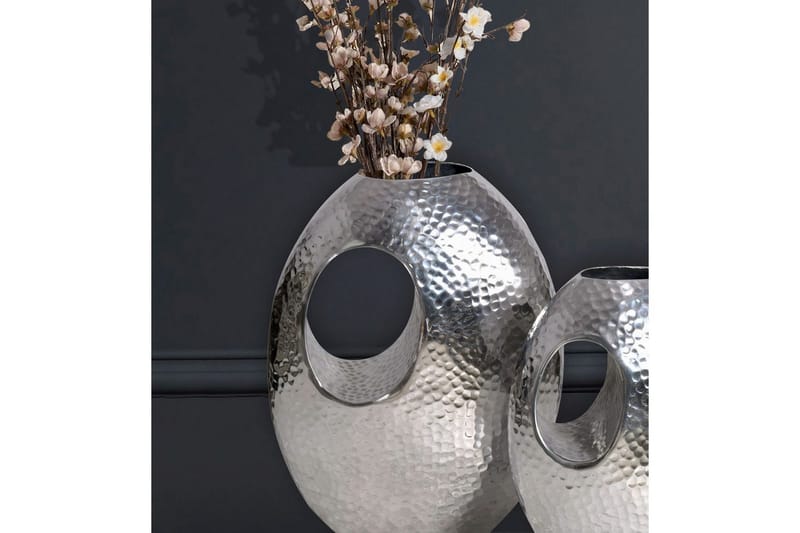 Vas Wohnling Set om 2 Aluminium Hamrad look, modern loftstil Silver - Silver - Inredning - Dekoration & inredningsdetaljer - Vas - Blomvas
