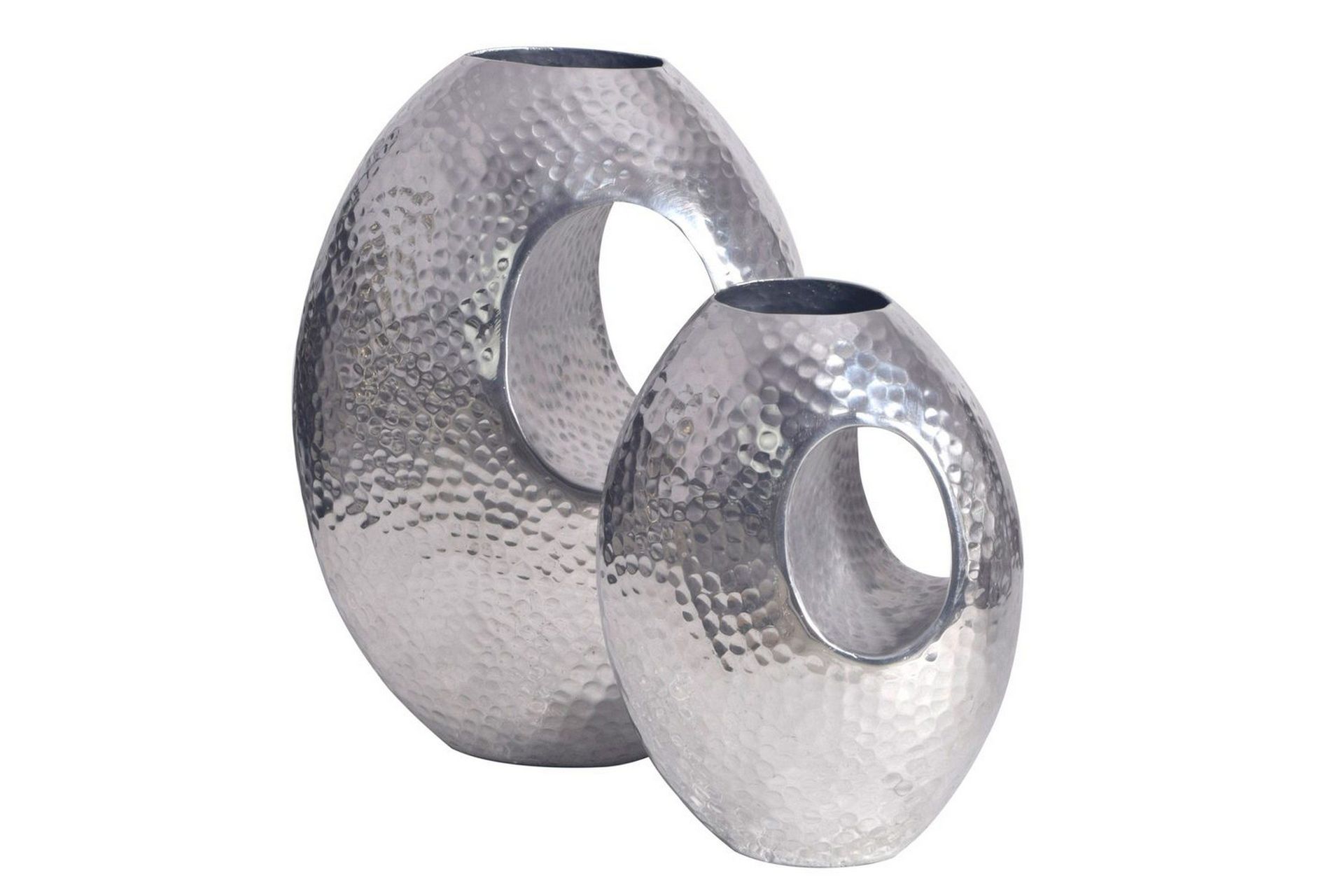  Wohnling Set om 2 Aluminium Hamrad look, modern loftstil Silver - Silver