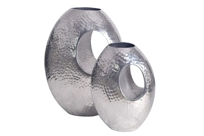 Vas Wohnling Set om 2 Aluminium Hamrad look, modern loftstil Silver, Silver