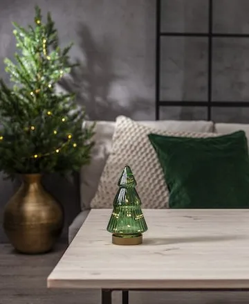 Verde Juldekoration glas 19,5 cm - transparent mörkgrön med guldfärgad bas - Inredning - Dekoration & inredningsdetaljer - Julpynt & juldekoration