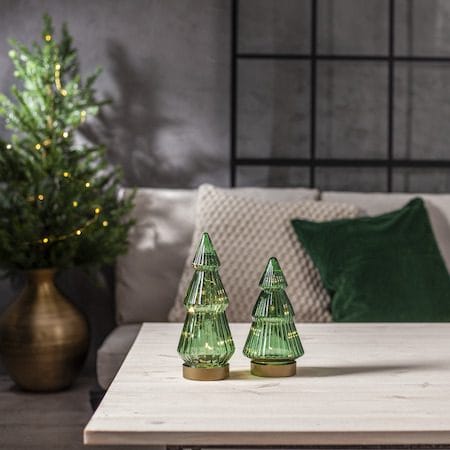 Verde Juldekoration glas 24 cm - transparent mörkgrön med guldfärgad bas - Inredning - Dekoration & inredningsdetaljer - Julpynt & juldekoration