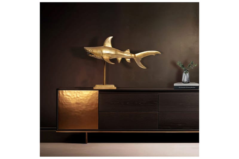 Dekorativ figur Wohnling Dekorhaj 70 cm aluminium, maritim stil Guld - Guld - Inredning - Dekoration & inredningsdetaljer