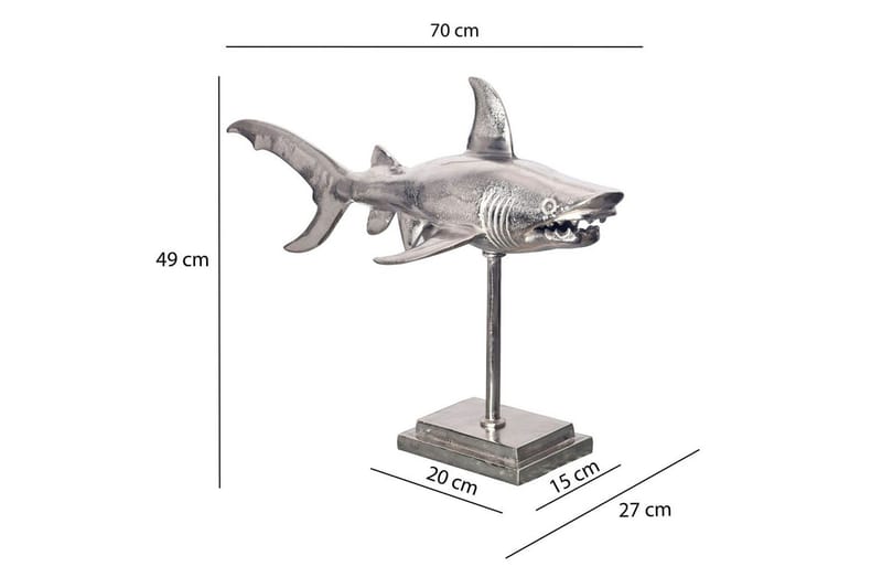 Dekorativ figur Wohnling Dekorhaj 70 cm aluminium, maritim stil Silver - Silver - Inredning - Dekoration & inredningsdetaljer