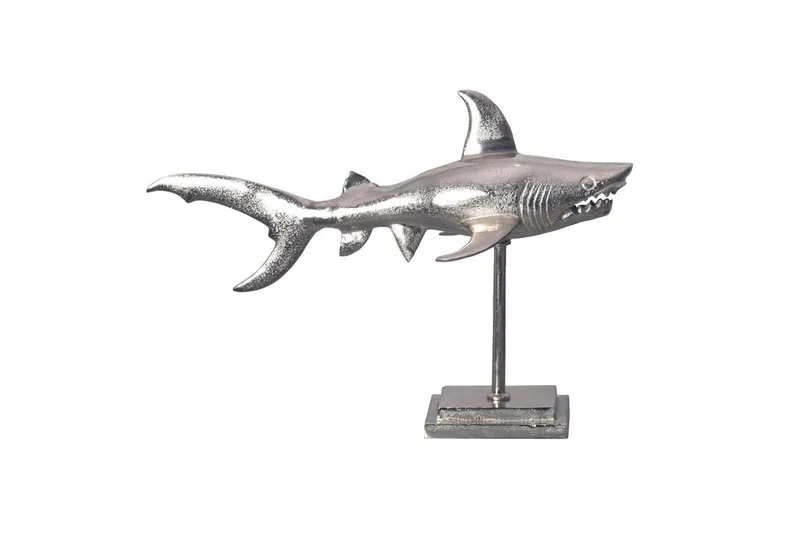 Dekorativ figur Wohnling Dekorhaj 70 cm aluminium, maritim stil Silver, Silver
