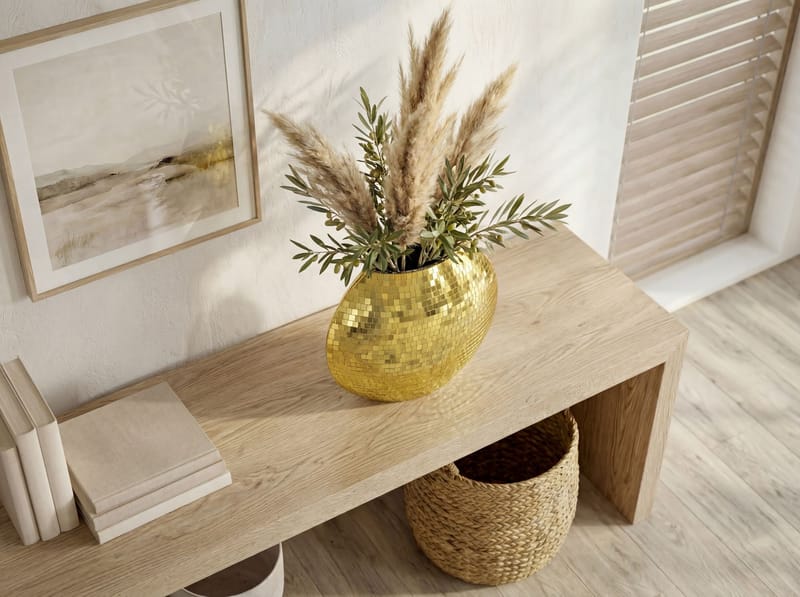 Herva Bordsvas i metall med mosaik - Guld - Inredning - Dekoration & inredningsdetaljer