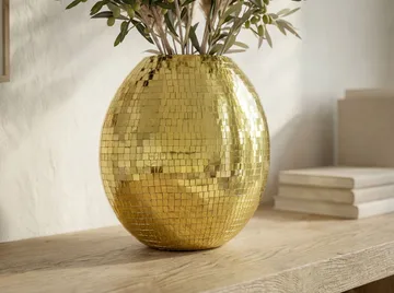 Herva Bordsvas i metall med mosaik - Guld - Inredning - Dekoration & inredningsdetaljer