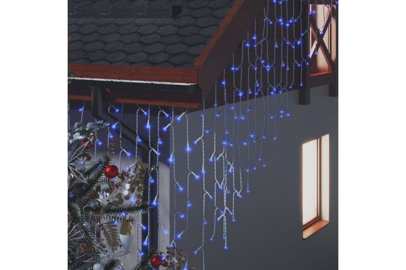 Ljusslinga draperi istappar 10 m 400 lysdioder blå - be Basic - Ljusslinga inomhus - Dekorationsbelysning