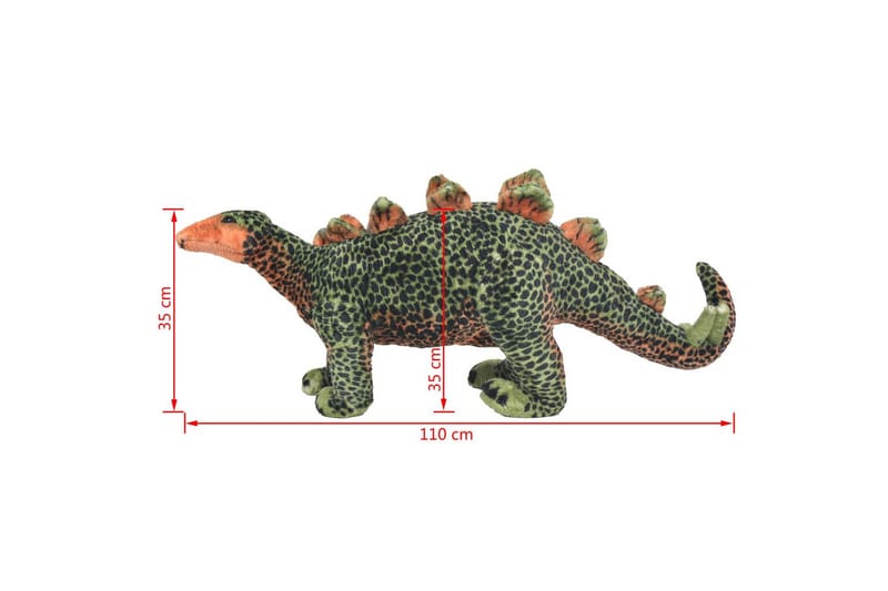 Stående leksak stegosaurus plysch grön och orange XXL - Grön - Dekoration barnrum
