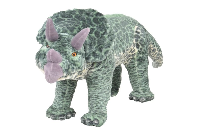 Stående leksaksdinosaurie triceratops plysch grön XXL - Grön - Dekoration barnrum