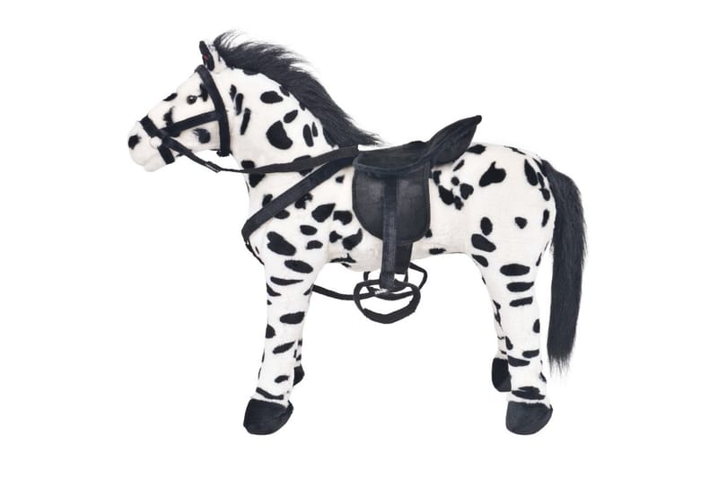 Stående leksakshäst plysch svart och vit XXL - Svart - Dekoration barnrum
