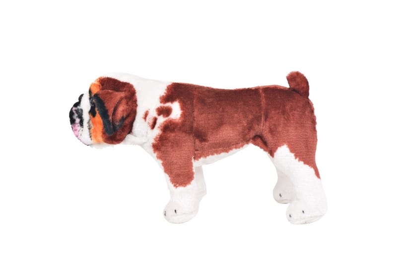 Stående leksakshund bulldog plysch vit och brun XXL - Vit - Dekoration barnrum