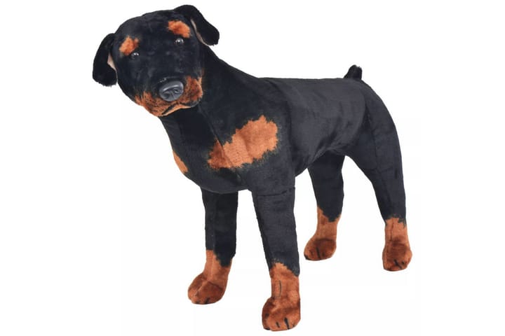 Stående leksakshund rottweiler plysch svart och brun XXL - Svart - Dekoration barnrum