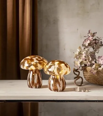 Funghi Glasdekoration 13 cm - brun/vit - Inredning - Barnrum inredning - Lampa barnrum