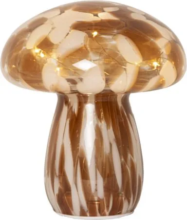 Funghi Glasdekoration 15 cm, Brun/vit