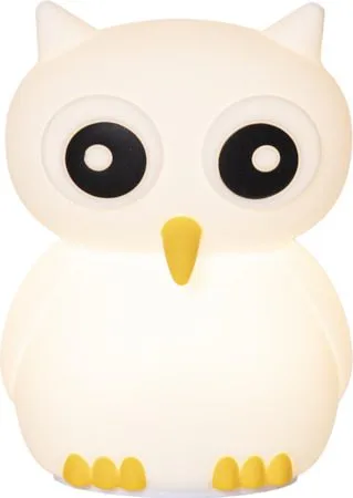 Nattlampa LED Owl USB Uppladdningsbar, Vit / Gul / Svart