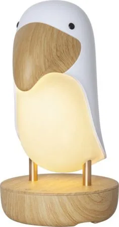 Nattlampa LED Toucan Bird USB Uppladdningsbar, Vit / Brun