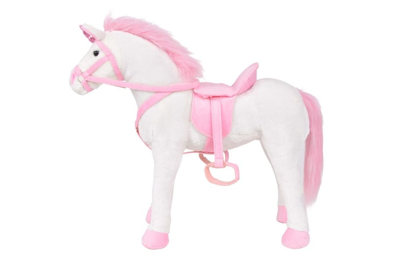 Stående leksaksenhörning plysch vit och rosa XXL - Vit - Dekoration barnrum