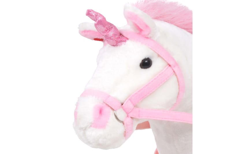 Stående leksaksenhörning plysch vit och rosa XXL - Vit - Dekoration barnrum