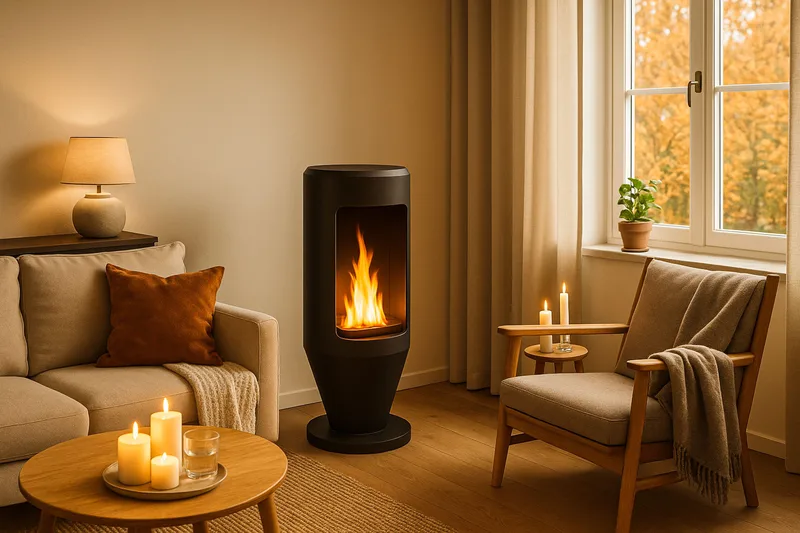 Corbo Fristående Rund Etanolkamin 83x40x40 cm i Stål - Svart - Inredning - Kaminer - Kamin utan skorsten - Etanolkamin