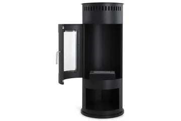 Corbo Fristående Rund Etanolkamin 112x45x45 cm i Glas och rostfritt stål - Svart - Inredning - Kaminer - Kamin utan skorsten - Etanolkamin