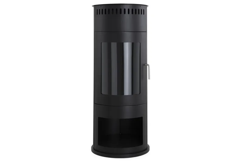 Corbo Fristående Rund Etanolkamin 112x45x45 cm i Glas och rostfritt stål - Svart - Inredning - Kaminer - Kamin utan skorsten - Etanolkamin