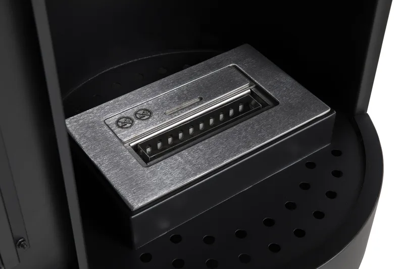 Corbo Fristående Rund Etanolkamin 112x45x45 cm i Glas och rostfritt stål - Svart - Inredning - Kaminer - Kamin utan skorsten - Etanolkamin