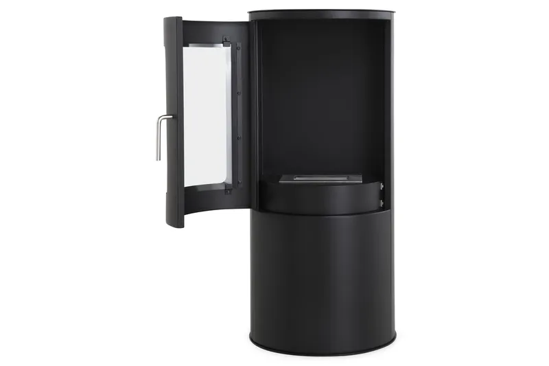 Corbo Fristående Rund Etanolkamin 96x44x30 cm i Stål och glas - Svart - Inredning - Kaminer - Kamin utan skorsten - Etanolkamin