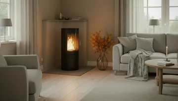 Corbo Fristående Rund Etanolkamin 96x44x30 cm i Stål och glas - Svart - Inredning - Kaminer - Kamin utan skorsten - Etanolkamin