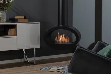 Mauro Takhängd Etanolkamin 190x60x40 cm i Stål - Svart - Inredning - Kaminer - Kamin utan skorsten - Etanolkamin