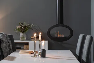 Mauro Takhängd Etanolkamin 190x60x40 cm i Stål - Svart - Inredning - Kaminer - Kamin utan skorsten - Etanolkamin