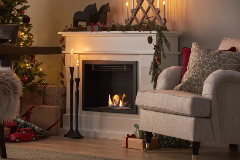 Route Braskamin Bioetanol Fristående MDF - Vit/Svart/Rostfritt Stål - Inredning - Kaminer - Kamin utan skorsten - Etanolkamin