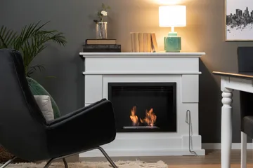 Route Braskamin Bioetanol Fristående MDF - Vit/Svart/Rostfritt Stål - Inredning - Kaminer - Kamin utan skorsten - Etanolkamin