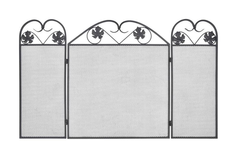 Gnistskydd med 3 paneler järn svart - Svart - Tillbehör kaminer - Kaminskydd