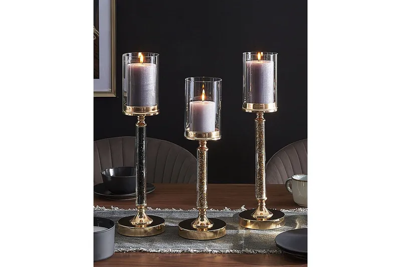 Ljusstake Abbeville Svart/guld, 13x13x48 cm - Svart/guld, 13x13x48 cm - Inredning - Ljus & dofter - Ljusstakar & ljuslyktor