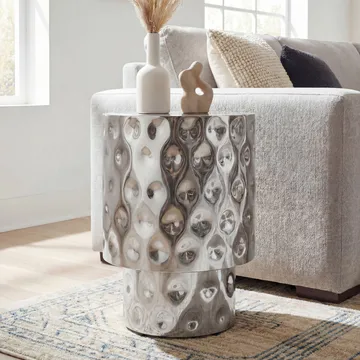 Melnor Runt sidobord 36 cm i aluminium - Silver - Inredning - Ljus & dofter - Ljushållare & ljusfat