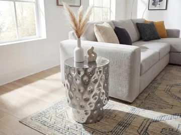 Melnor Runt sidobord 36 cm i aluminium - Silver - Inredning - Ljus & dofter - Ljushållare & ljusfat