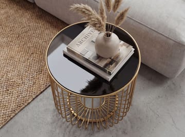 Nevran Runt sidobord 40 cm i glas och metall - Guld - Inredning - Ljus & dofter - Ljushållare & ljusfat