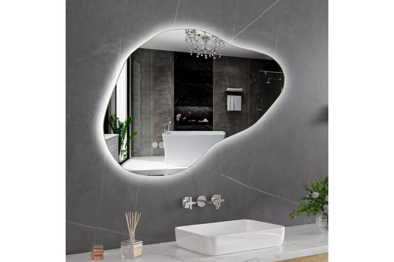 Badrumsspegel 100x65 cm med LED-belysning och anti-fog - Inredning - Spegel - Hallspegel