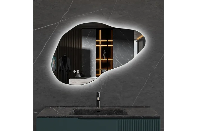 Badrumsspegel 100x65 cm med LED-belysning och anti-fog - Inredning - Spegel - Hallspegel