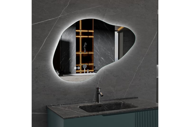 Badrumsspegel 90x60 cm med LED-belysning och anti-fog - Inredning - Spegel - Hallspegel