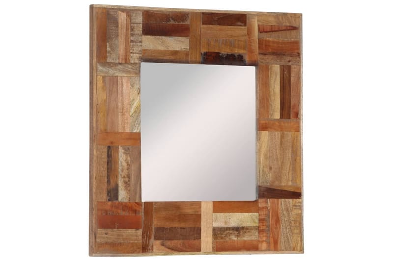 beBasic Väggspegel massivt återvunnet trä 50x50 cm - Brown - Hallspegel - Väggspegel