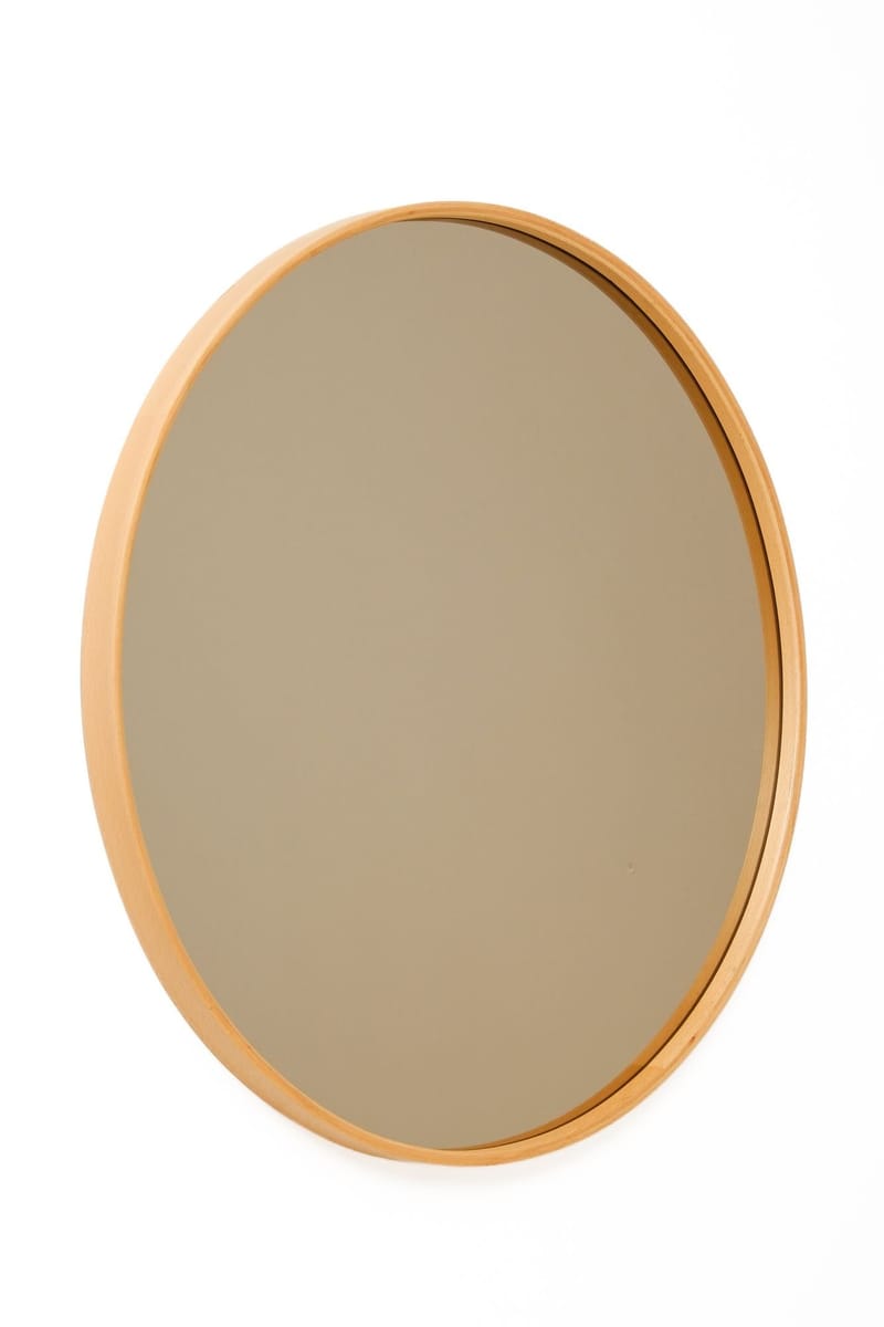 Dravik Dekorativ spegel 30x30x4 cm - Vit ram med ekfärgade detaljer - Inredning - Spegel - Hallspegel