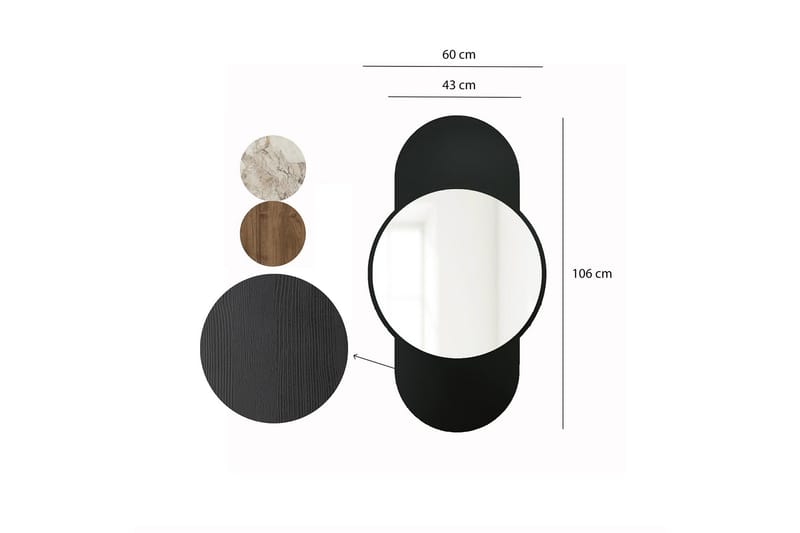 Ewelina Vägghängd Spegel Rund 60 cm - Svart - Inredning - Spegel - Hallspegel