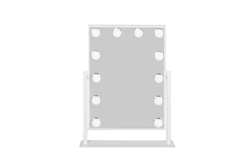 Glow Liten Sminkspegel på fot 36,5 cm med LED Belysning/Lampor Holywood spegel, Vit