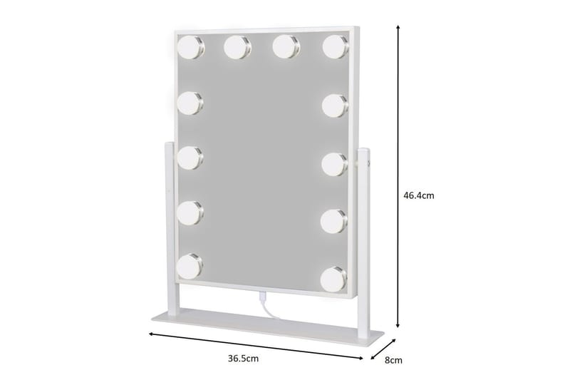 Glow Liten Sminkspegel på fot 36,5 cm med LED Belysning/Lampor Holywood spegel - Vit - Inredning - Spegel - Spegel med belysning