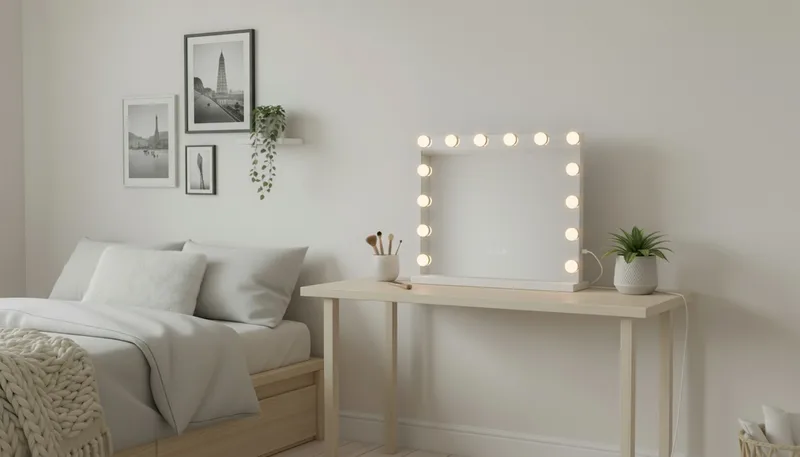 Glow Sminkspegel på fot 50 cm med LED Belysning/Lampor Hollywood spegel - Vit - Inredning - Spegel - Sminkspegel