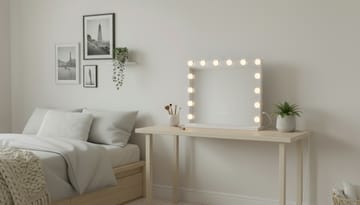 Glow Sminkspegel på fot 50 cm med LED Belysning/Lampor Hollywood spegel - Vit - Inredning - Spegel - Sminkspegel