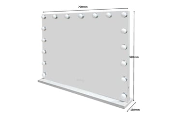 Glow Stor sminkspegel 70 cm med belysning lampor - Hollywood spegel med USB-charging - Vit - Inredning - Spegel - Sminkspegel